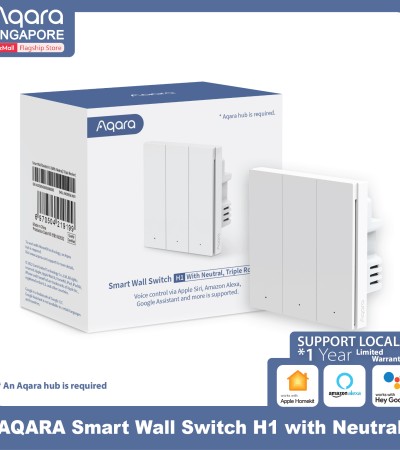 AQARA智能墙壁开关H1（三摇杆/Gang）支持苹果HomeKit、Alexa、谷歌（智能灯开关）