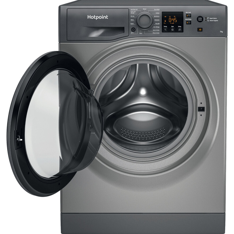 Hotpoint NSWM743UGGUKN 7Kg Freestanding Washing Machine with 1400 rpm - Graphite 